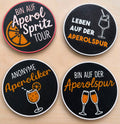 Aperol Untersetzer 4er-Set mit Halter – Lustiges Geschenk für Aperol-Fans