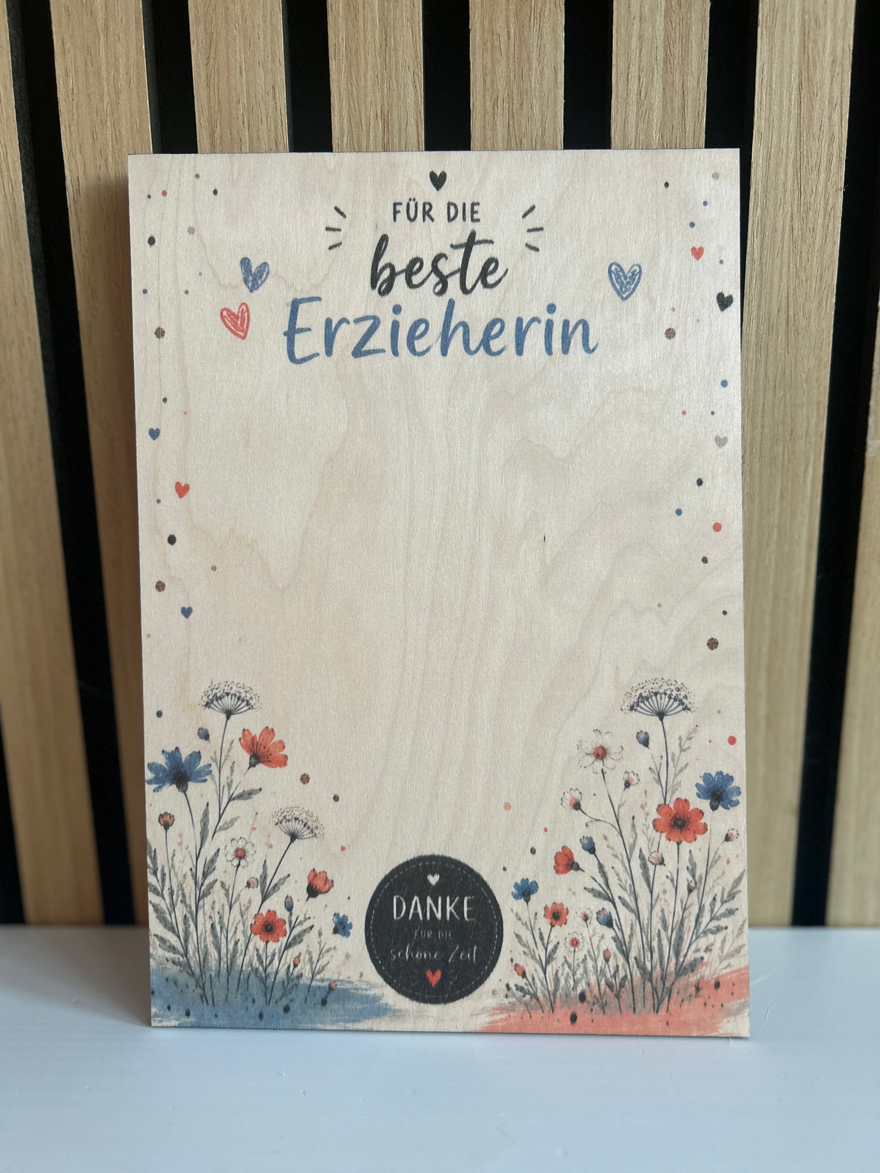 Geschenkset "Beste Erzieherin" – Kinder Schokolade & Holzbrett