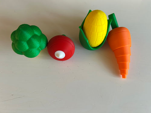 3D-gedrucktes Gemüse-Set – Figuren herausgezogen